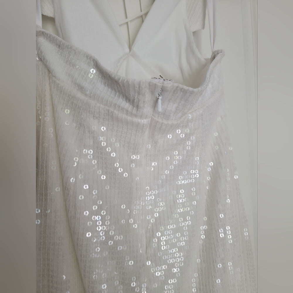 NEW! ๐ค Mac Duggal Bridal 10829 Sleeves Dress - Full Sequined A-Line Prom Dress - Picture 13 of 15